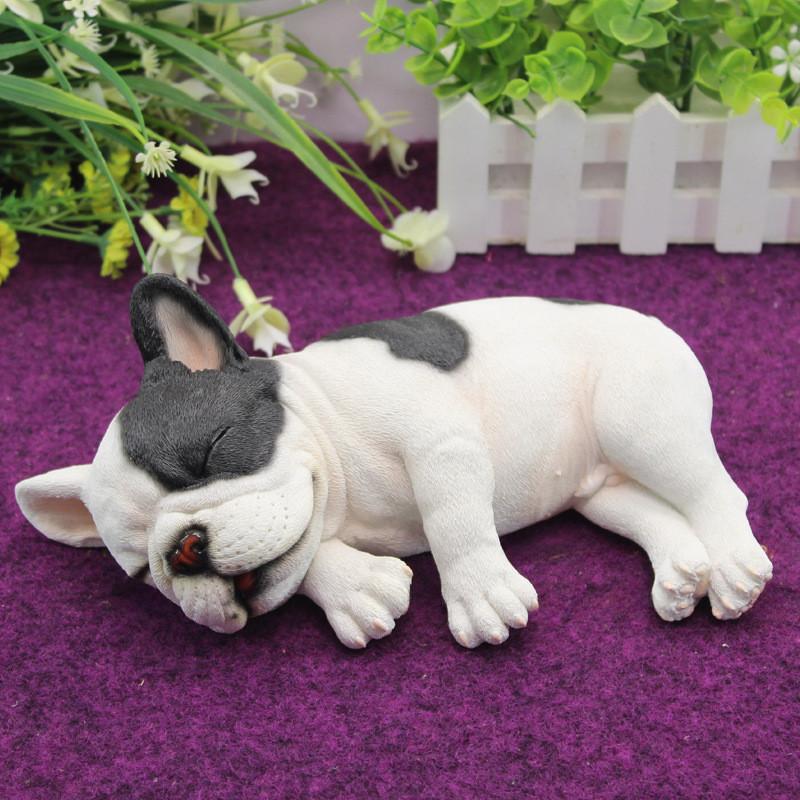 Французский бульдог Имитация Модель Настольная фигурка Микро украшение Ландшафт