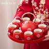 Boutique Ceramic Filter Tea Pot Set Household Tea Pot and Cup Set Chinese Style Wedding Red Teaware Gifts  Productos Chinos