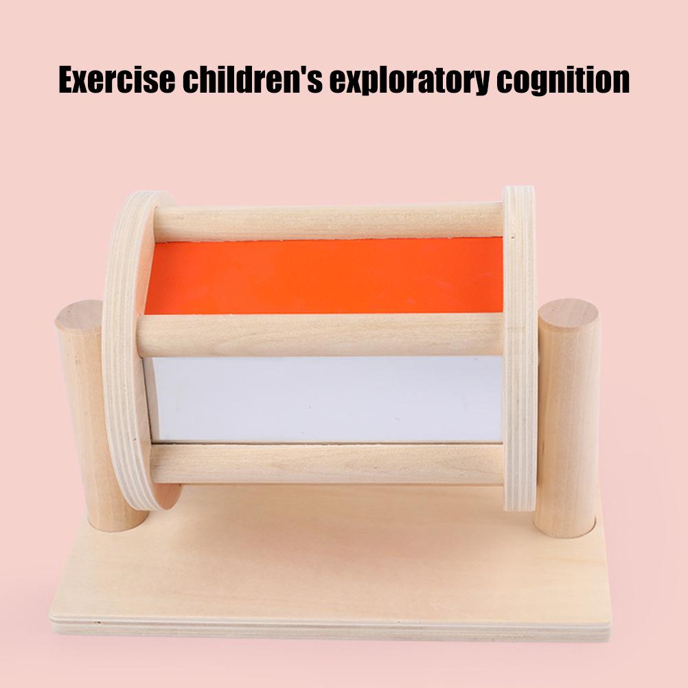 Sensory Rotating Drum Toy Wooden Textile Baby Infant Early Educational Instrument Rotating Color