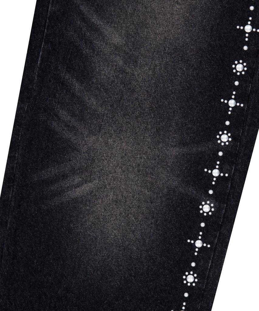 AAKAM Side Rhinestone Denim Pants (Black)