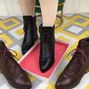 Модные короткие женские ботинки из натуральной мягкой кожи на среднем толстом каблуке с тиснением, заостренные ботинки, детская хлопковая обувь, женская зимняя бархатная мягкая подошва