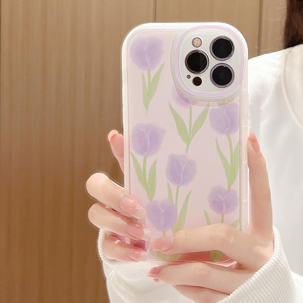 Нежные цветы Подходит для iPhone16pro Max Apple 12 Чехол для мобильного телефона 11 с 14 Браслетом Xs xr Шнурок 15