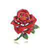 Vintage Fashion Creative Heavy Industry Wind Rose Brooch With Diamonds Red Rose Pin Women'S Blazer Corsage