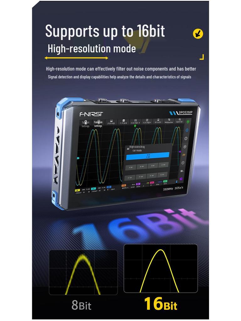 FNIRSI DPOS350P 4-в-1 350M Планшет: Осциллограф, Генератор сигналов, Анализатор спектра, Частотомер