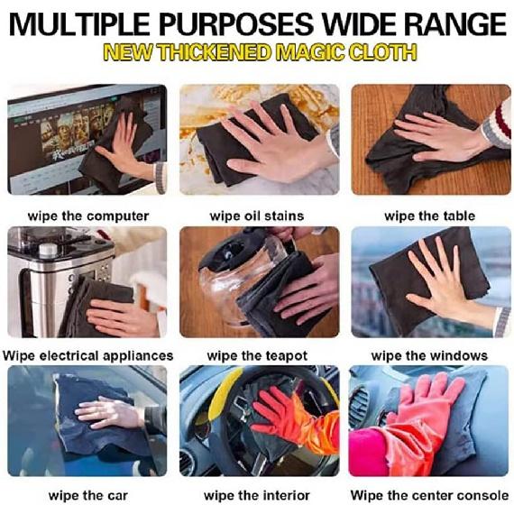 2Pcs Thickened Magic Cleaning Cloth, Streak-Free Miracle Cloth, Reusable Glass Microfibre Cleaning Cloth, All-Purpose Microfibre Towels