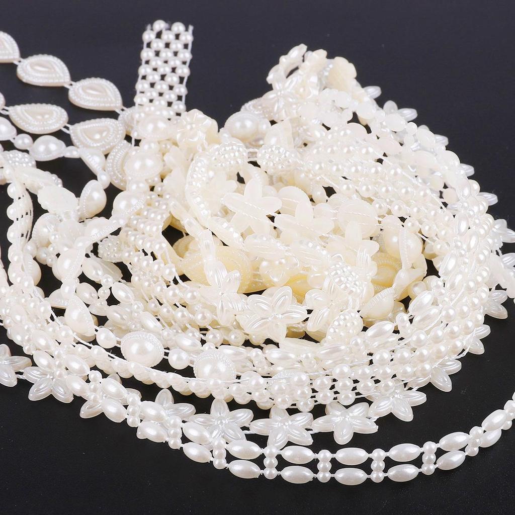 Multi-Size ABS Imitation Pearl Beads Chain Trim for DIY Wedding Dress Costume Applique Craft Accessories