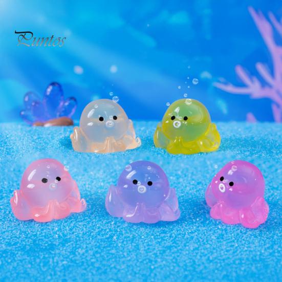 32 шт. Миниатюрные фигурки осьминогов, светящиеся в темноте, миниатюрные статуэтки осьминогов из смолы для волшебных садов, аквариумов, поделок своими руками