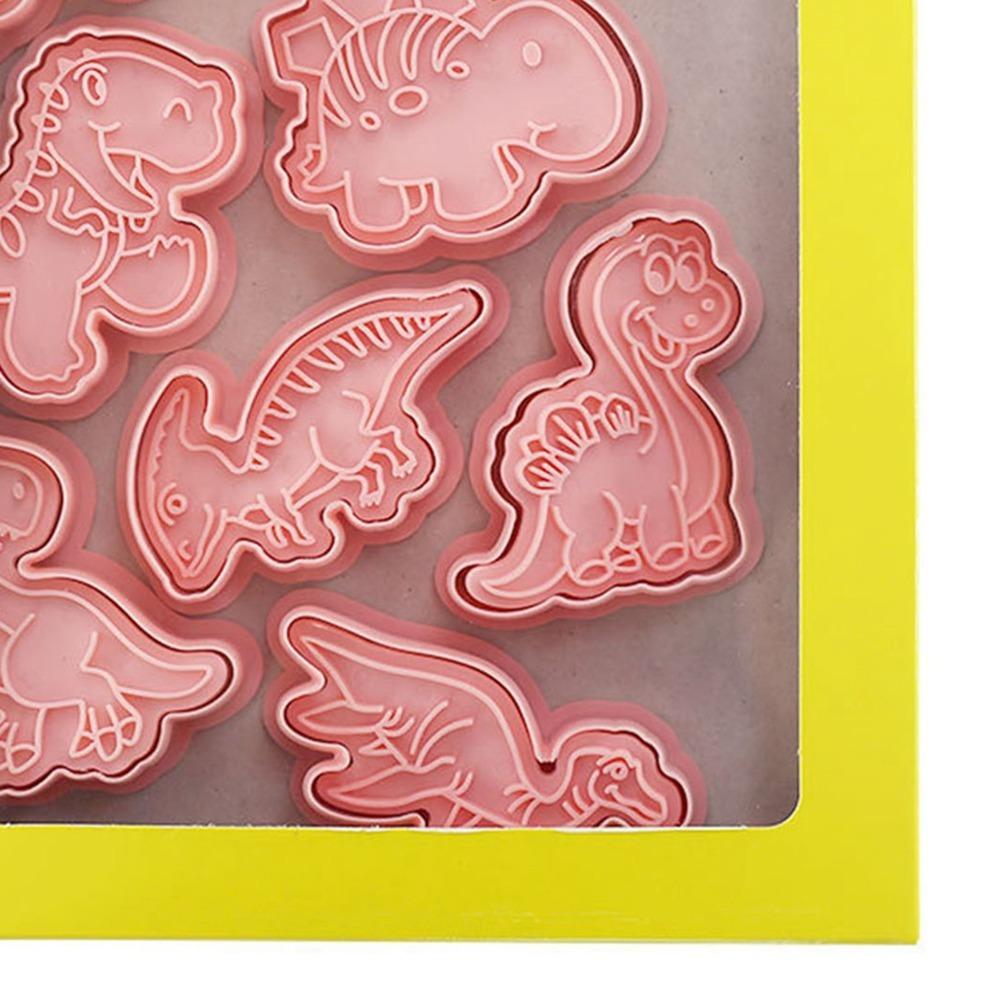 8PCS 3D Embossed Details Dinosaur Cookie Cutter PP Cookie Cutter Set Baking Kit Kids DIY Desserts