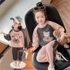 Весенний модный спортивный и развлекательный костюм для девочек с милым медведем, детский костюм из двух частей для девочек
