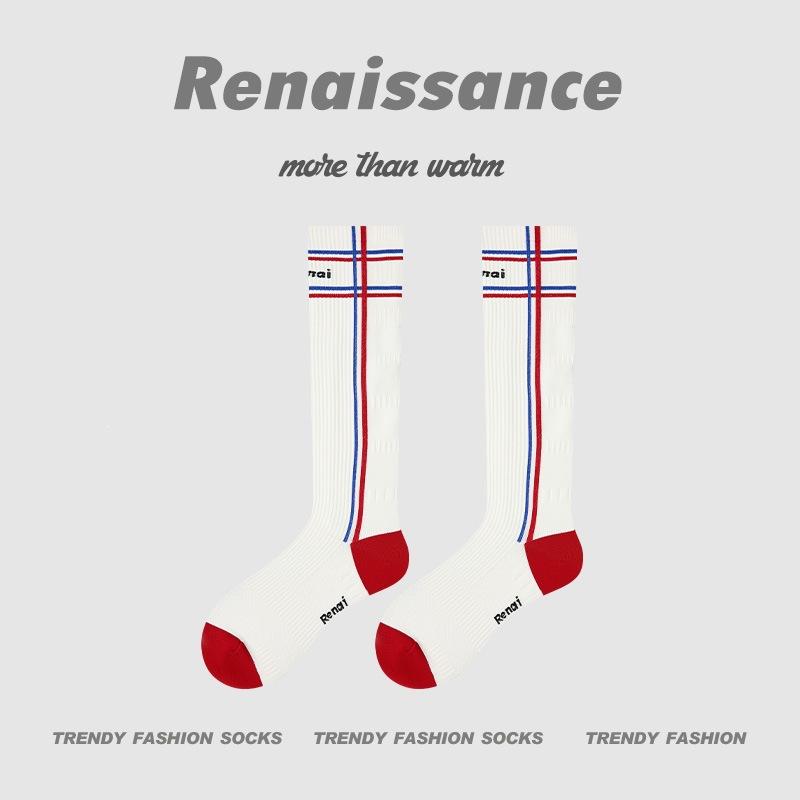 Renaissance Thin Compression Yoga Socks, Lightweight Sports Pressure Socks for Gym, Badminton and Running, Long Knee High Athletic Socks for Training