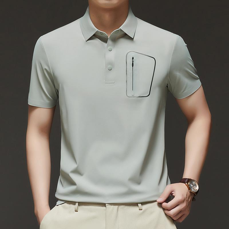 Мужская модная брендовая футболка с коротким рукавом, фирменная футболка с карманом и лацканами, рубашка поло в стиле знаменитостей из Интернета, облегающая футболка с коротким рукавом