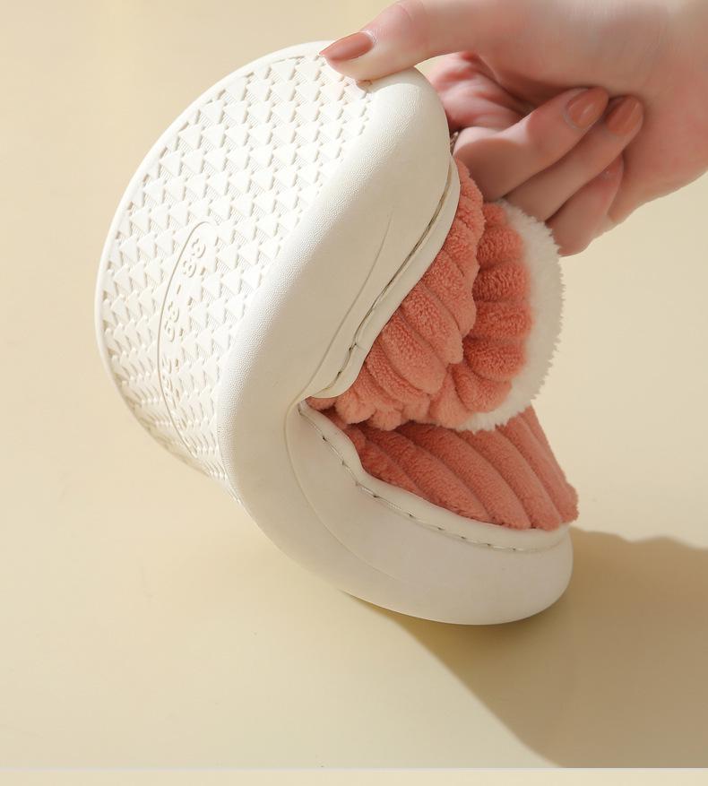 Winter Indoor Velvet-Heeled Cotton Shoes: Unisex Thick Sole for Warmth