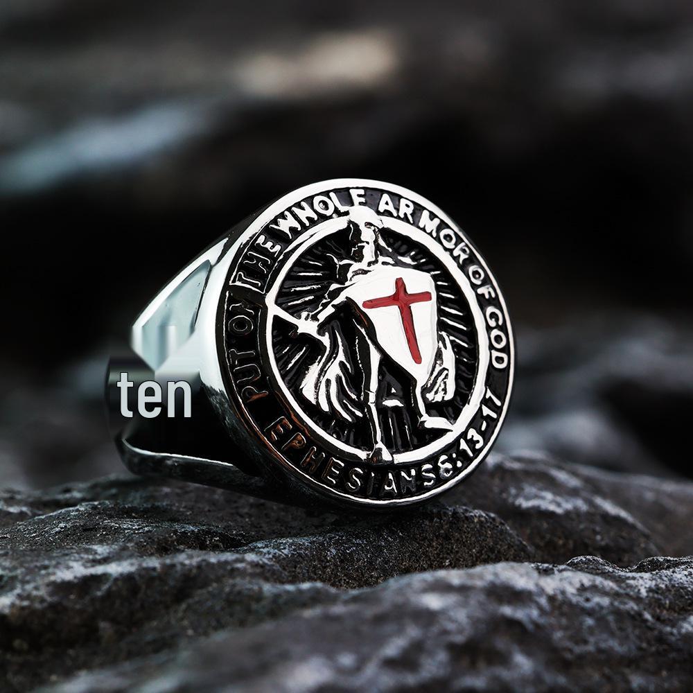 Stainless Steel Templar Crusader Men's Ring