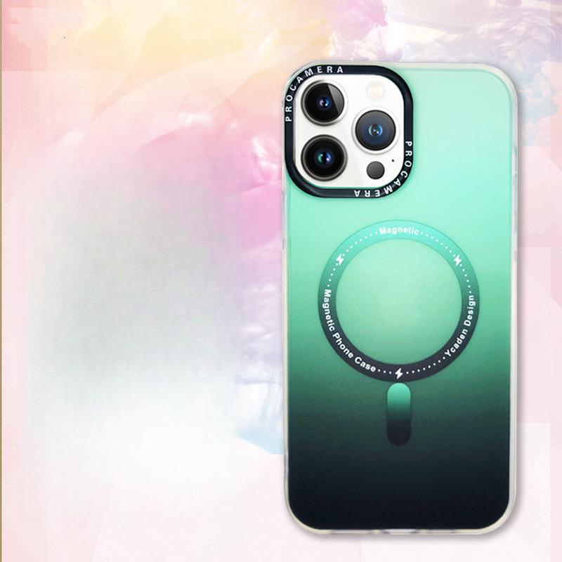 Применимо к iPhone16PROMAX Градиентный Магнитный Чехол для Телефона, Apple 15 Матовый Защитный Чехол Magsafe 13/14