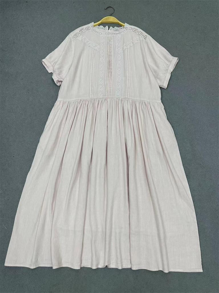 Johnature Летний дворец стиль свободная талия лоскутное кружевное платье женские винтажные однотонные платья с оборками