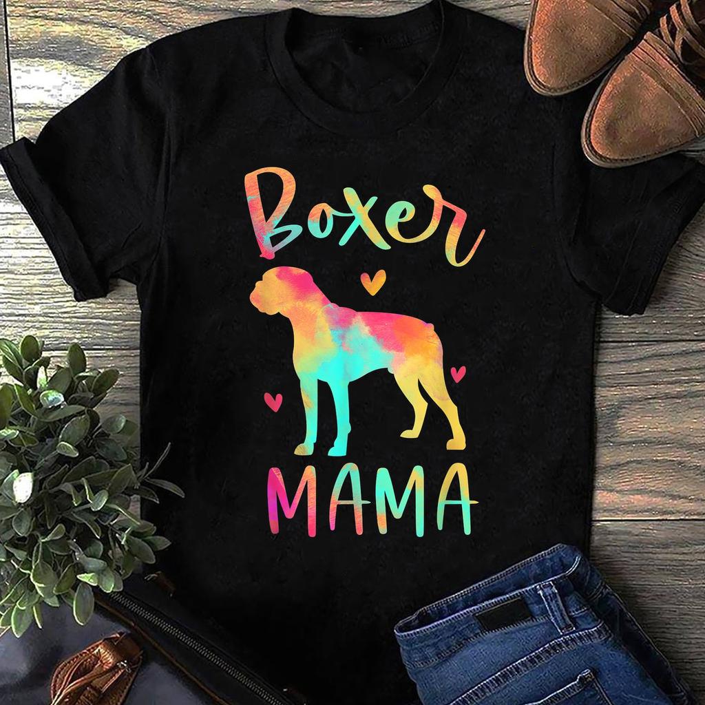 Boxer Mama Colorful Boxer Gifts Dog Mom T-Shirt - Gift for Dog Lovers - Funny Dog - Vintage Shirt