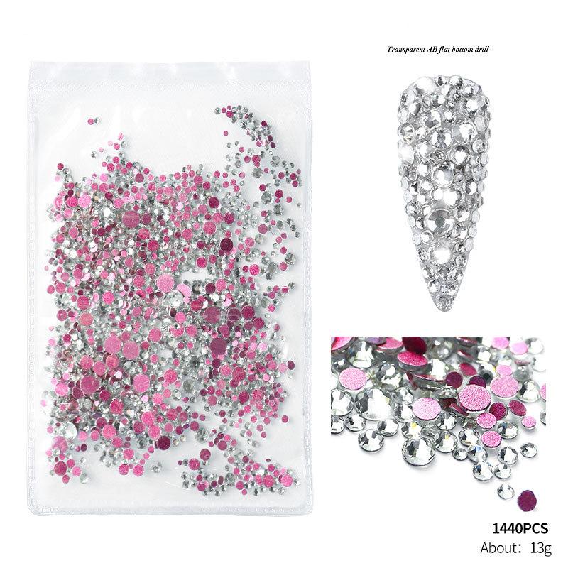 1440 шт. плоских кристаллов AB в упаковке оптом SS3-SS20 прозрачные стразы AB для дизайна ногтей