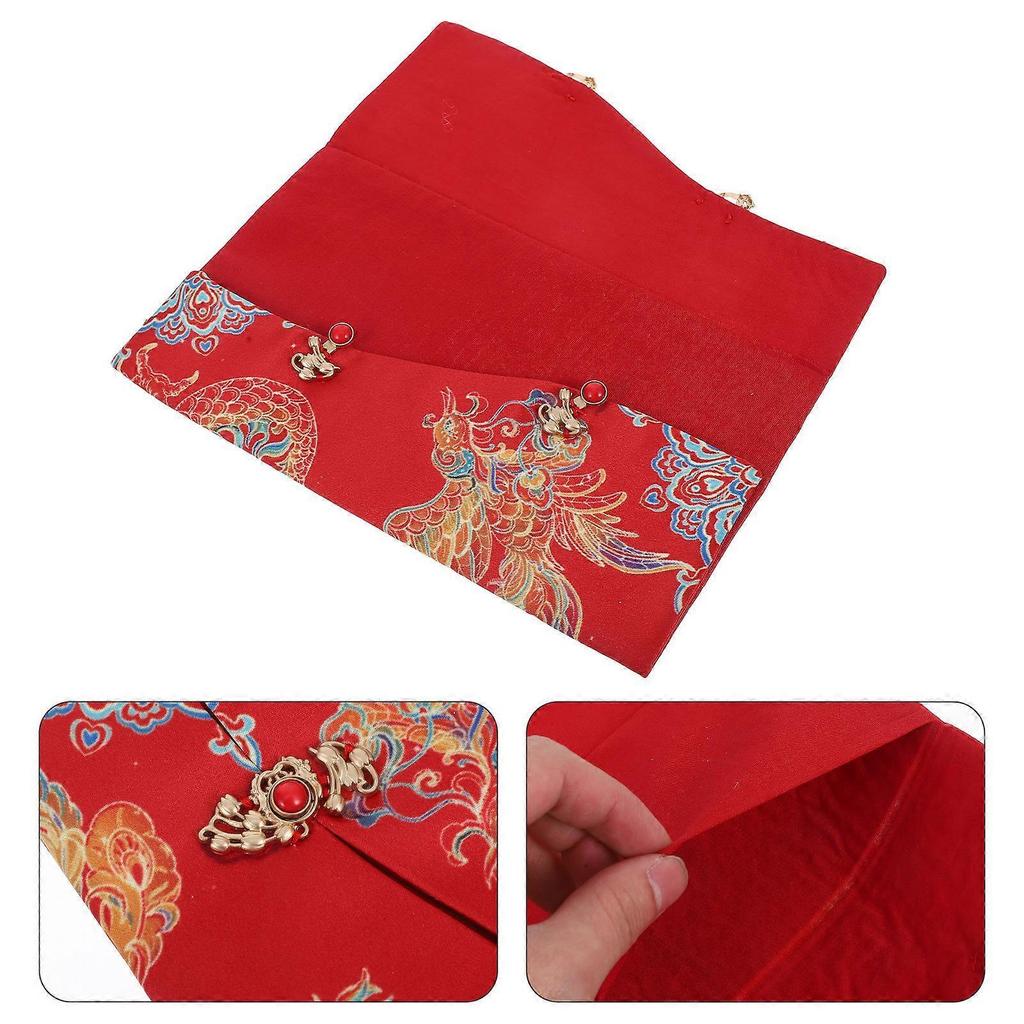 Wedding Fabric Red Envelopes Dragon and Phoenix Knot for New Year