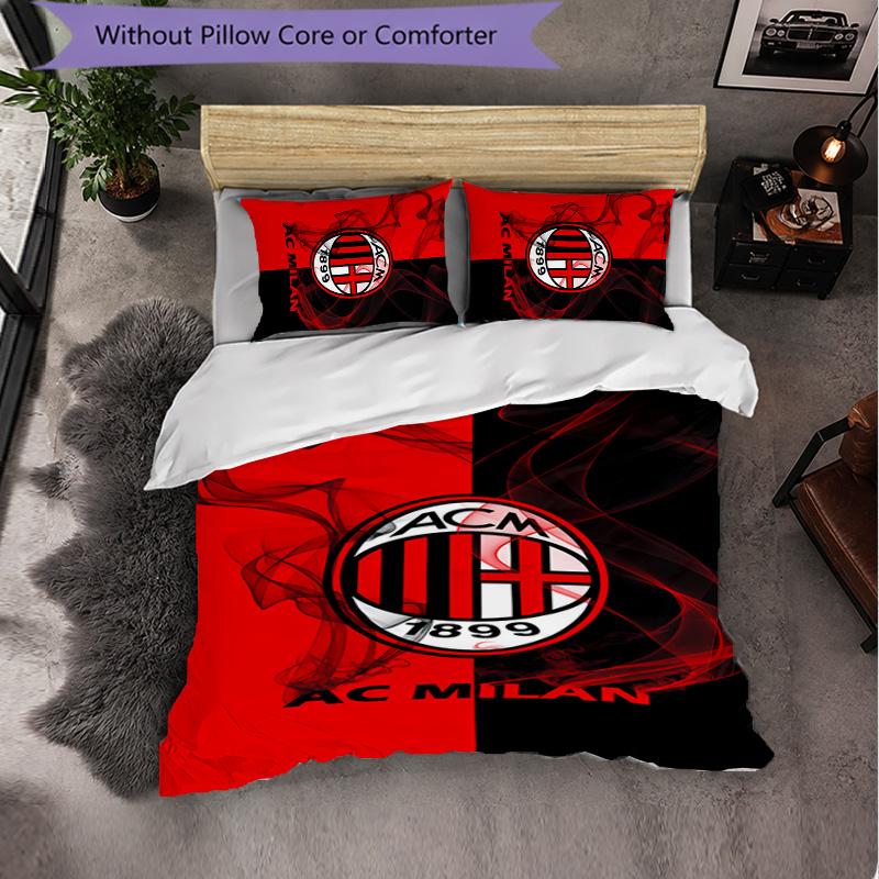 AC Milan 3 Piece Bedding Set Soft Duvet Cover Set with Pillowcases Printed Bedroom Decor Set for Home