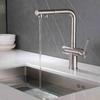 Nickel 304 Stainless Steel Pull-out Kitchen Faucet Dual Swivel Spout Drinking Water Filter Purifier Vessel Sink Mixer Tap