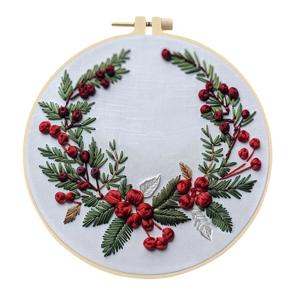 Winter Cotton Stamped Embroidery Cross Stitch DIY Starter Needlepoint Kit25x25cm