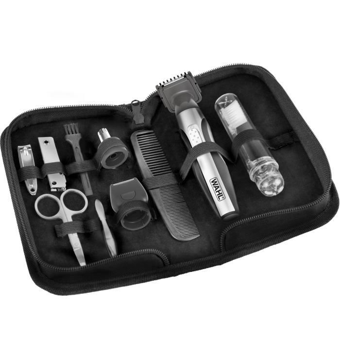 Precision Trimmer - WAHL - TRAVEL KIT DELUXE - 4 Cutting Lengths - Black / Silver