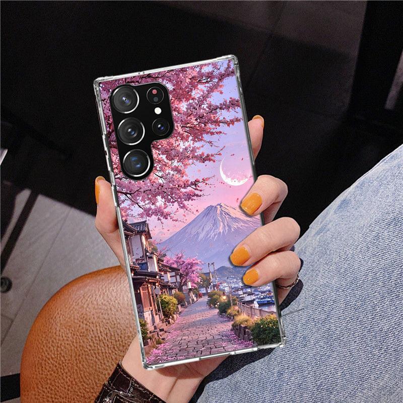 Японская вишня Гора Фудзи Чехол для телефона для Samsung Galaxy S26 S25 Edge S23 S24 Ultra S22 Plus S21 S20 FE Уникальный чехол Мягкий чехол