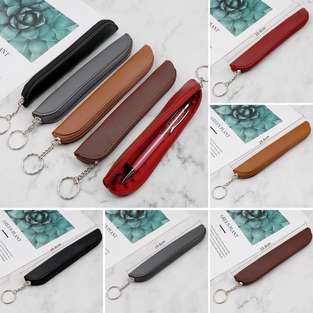 School Supplies Retro Style Zipper Pen Case PU Pencil Bag Tablet Stylus Protective Case Minimalist