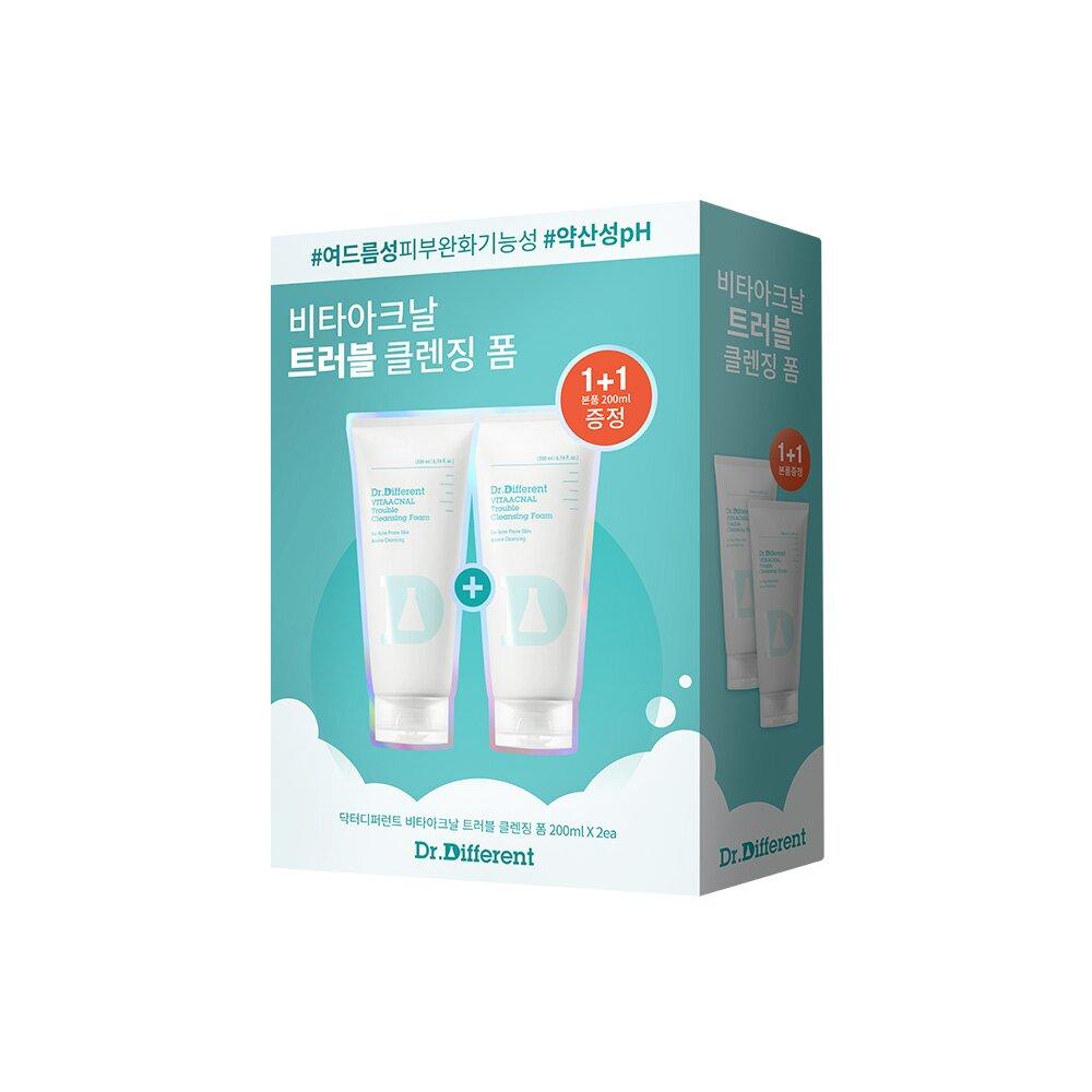 DR.DIFFERENT VITAACNAL Очищающая пенка для проблем 200 мл 1+1 Специальный набор