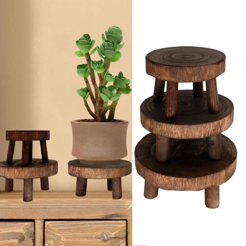 Wooden Plant Stand Flower Pot Base Holder Stool Garden Flower Display