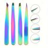 Stainless Steel Colorful Precision Eyebrow Tweezers - Professional Hair Plucking & Trimming Tool for Perfect Brow Shaping