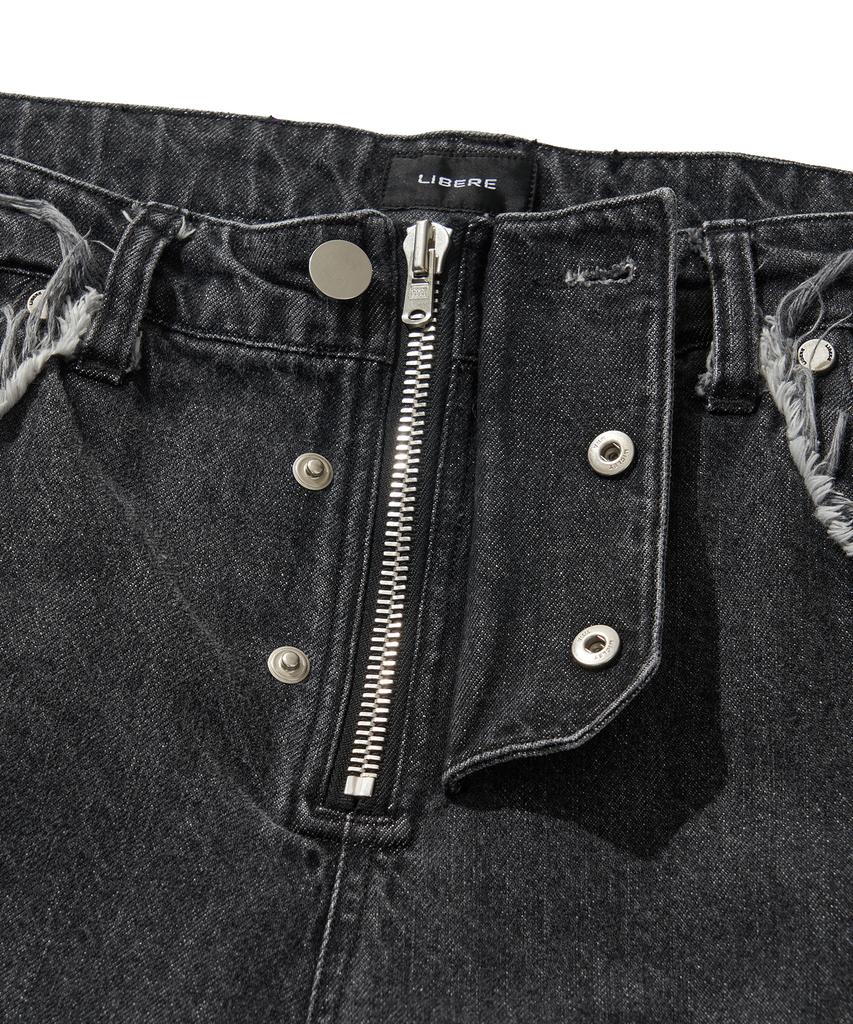 LIBERE Denim Biker Baggy Pants / Black
