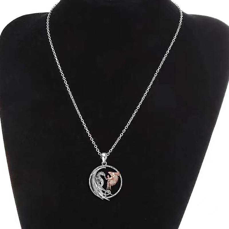 Креативное ожерелье из сплава с драконом и девушкой для уникальных любителей моды с подарочной коробкой