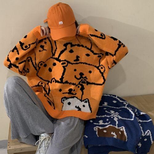 Осенне-зимний свитер Lazy Wind Bear Sweater для женщин, свободная куртка-пуловер