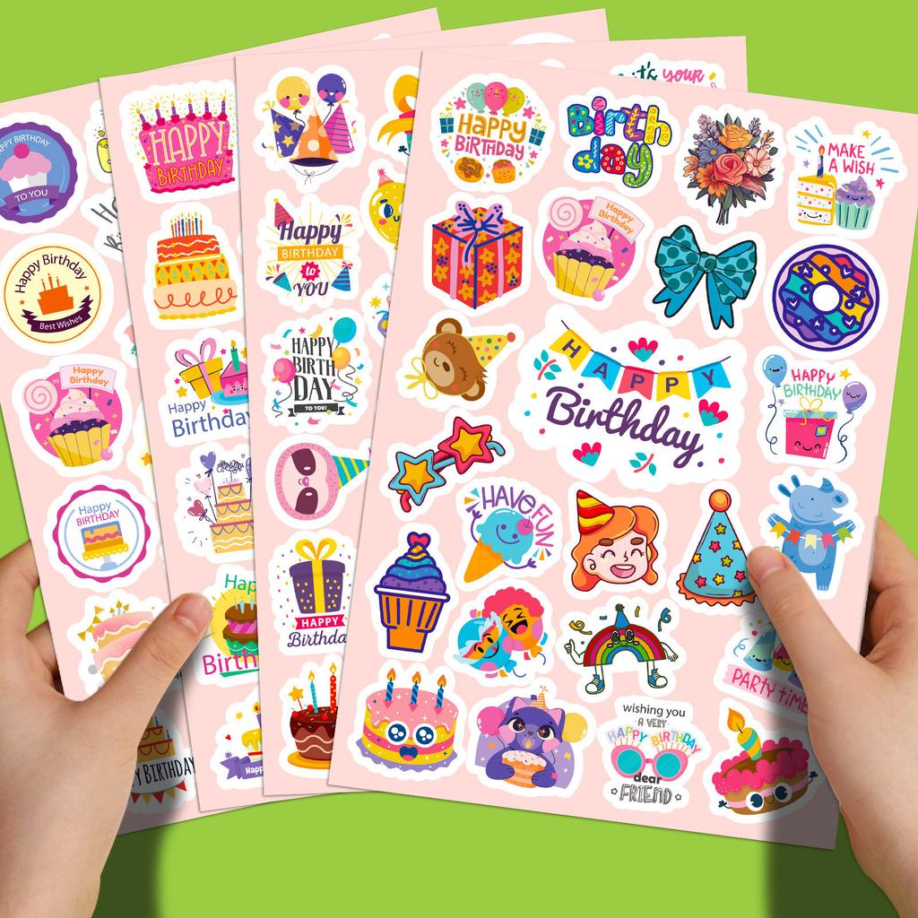 100 Stickers Birthday Cake Stickers Birthday Party Cake Balloon Candle Decoration Doodle Stickers 4 Pictures