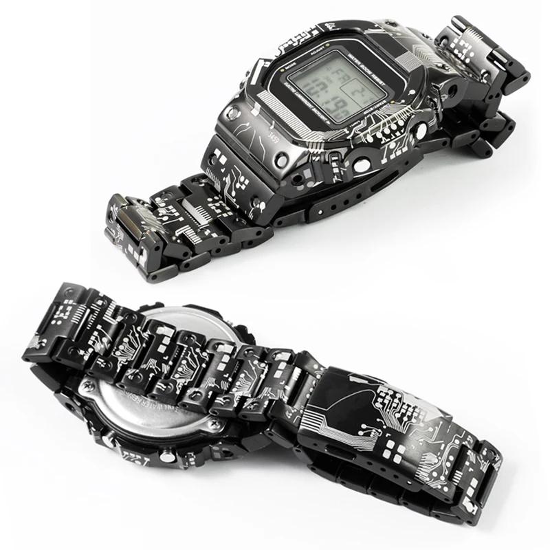 Модификационный комплект из титана и нержавеющей стали для часов Casio G-SHOCK DW5600 GW-M5610 GWB5600 GMW-B5000 Металлический корпус Ремешок Замена ремешка