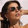 Luxury Brand Designer Triangle Cat Eye Sunglasses Women For Female Vintage Popular Sun Glasses Steampunk Half Frame Eyeglasses