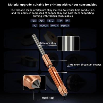 1 шт. Набор сопел для 3D-принтера Creality K1C/K1 Max/K1 Se, быстросменные сопла из медно-цинкового сплава и закаленной стали для K2 Se