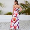 Элегантное праздничное платье без рукавов, летнее богемное пляжное платье с v-образным вырезом, женское повседневное сексуальное платье с цветочным принтом, Vestidos 25232