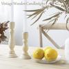 Stand Vintage Retro Wood Candle Holder Wooden Pillar Candlestick Holder Wedding Decoration
