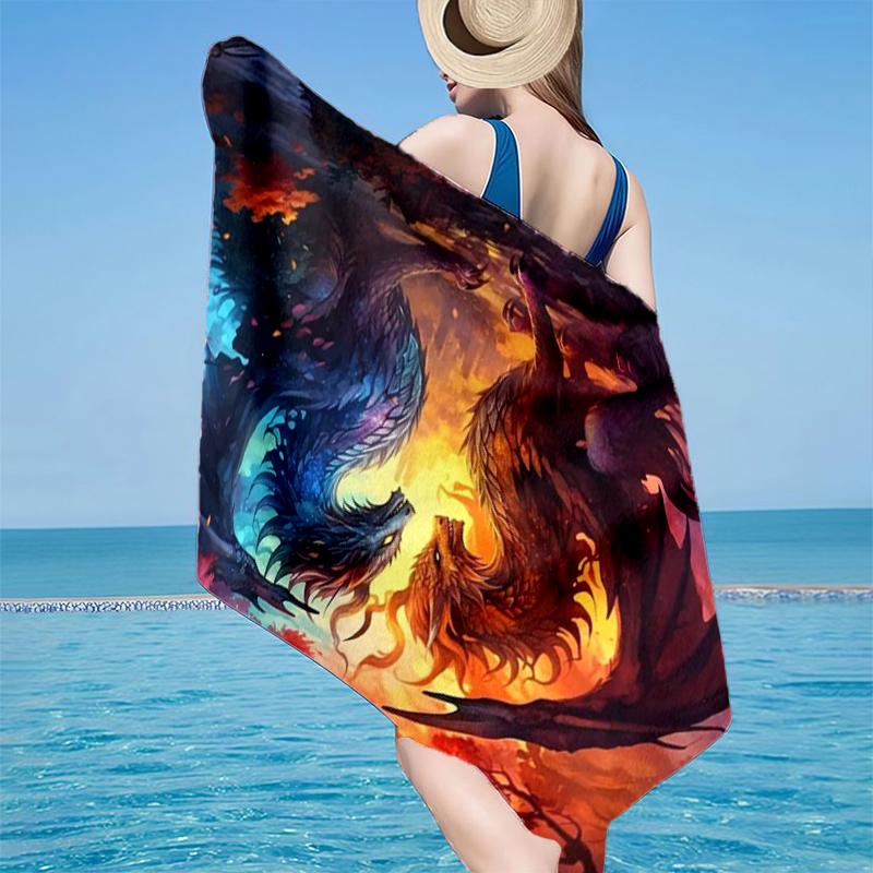 Epic Dragon Moonlit Sky Beach Towel, Super Soft Microfiber, Gift for Her/Him, Birthday, for Pool, Beach, Travel, Home Decor Fan gifts