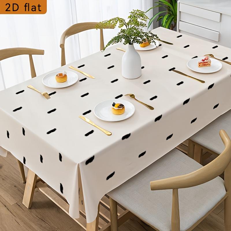 2D Flat Banner 1pc Simple Black Dotted Line Pattern Tablecloth, 2D Flat Rectangular Kitchen Dining Table Decoration, Suitable for Birthday Parties, Ou