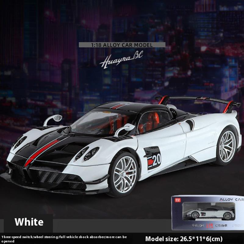 1/18 Модель спортивного автомобиля Pagani Huayra Cool из сплава, Имитация деталей интерьера, Крутое освещение и звуковые эффекты, Изысканные настольные украшения