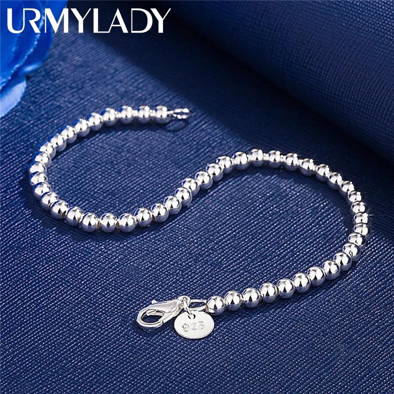 Christmas gifts charm 925 Silver Bracelet 4MM beads chain for woman Popular brands jewelry fashion Wedding party