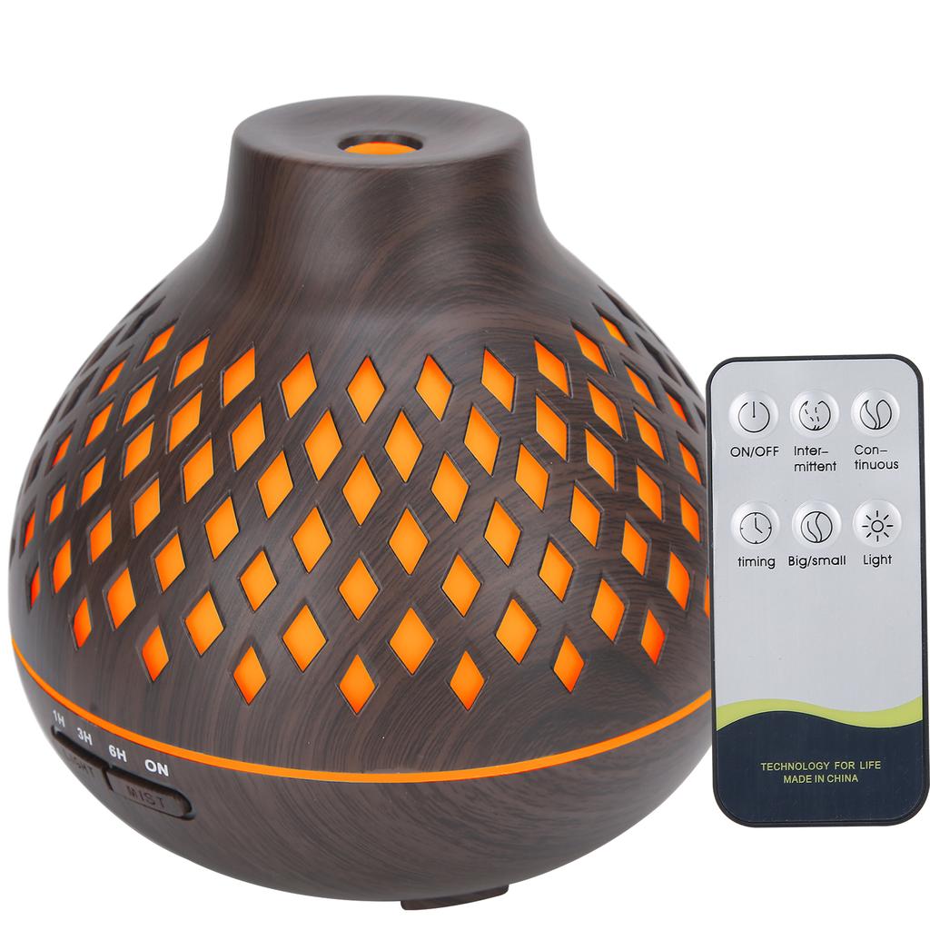 Wood Grain Home Air Humidifier Ultrasonic Aroma Diffuser with LED Light 400ml