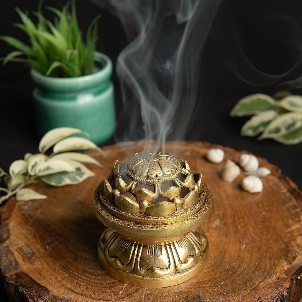 Brass Antique Design Dhoop Dani Pot | Loban Burner |Bakhoor Holder | Dhoop Batti Stand | Pooja Items | Incense Holder Burner