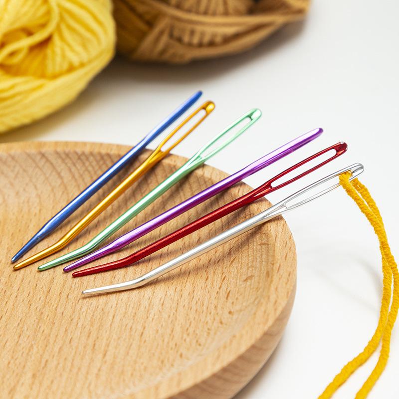 Иглы для гобеленов с загнутым кончиком, пряжа, спицы для вязания, ткацкие спицы, большое ушное изогнутое ушное иглы, вязание крючком, аксессуары для шитья своими руками