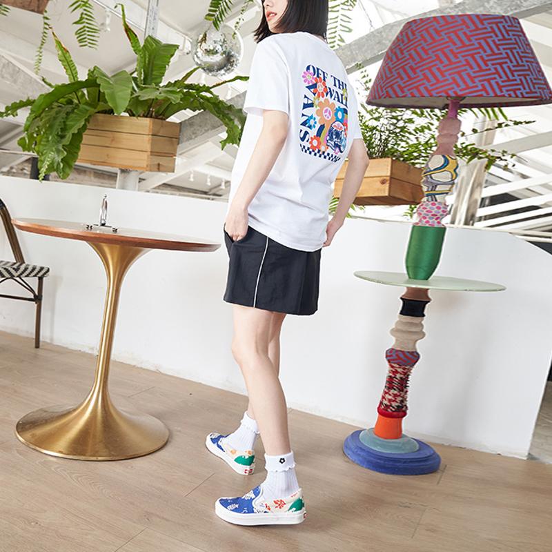 Vans Floral Letter Print Crew Neck Short Sleeve T-Shirt Women Tops White VN0A7Q2CWHT