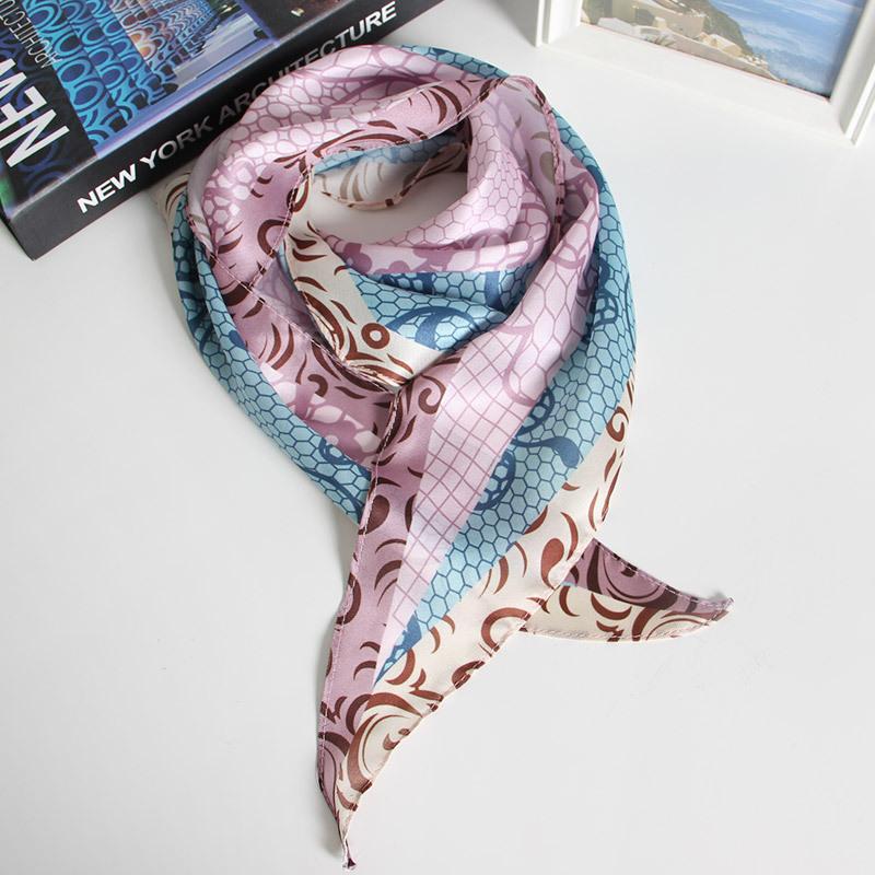 1116 autumn and winter silk scarf small square scarf women's new silk scarf versatile Korean printed plain weave parallel scarf wholesale