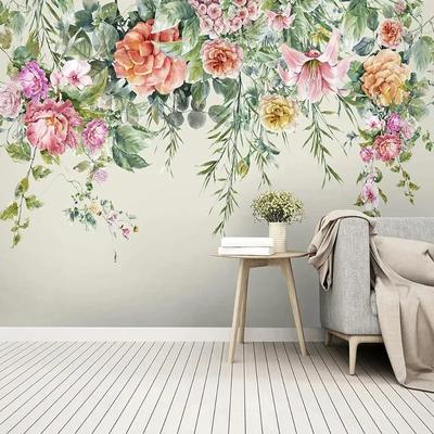 3D фотообои модные винтажные расписанные вручную цветы фрески гостиная спальня пасторальный стиль домашний декор обои